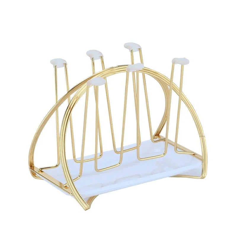 Afralia™ Glass Cup Spin Rack Mug Holder Stand Kitchen Organizer Tray