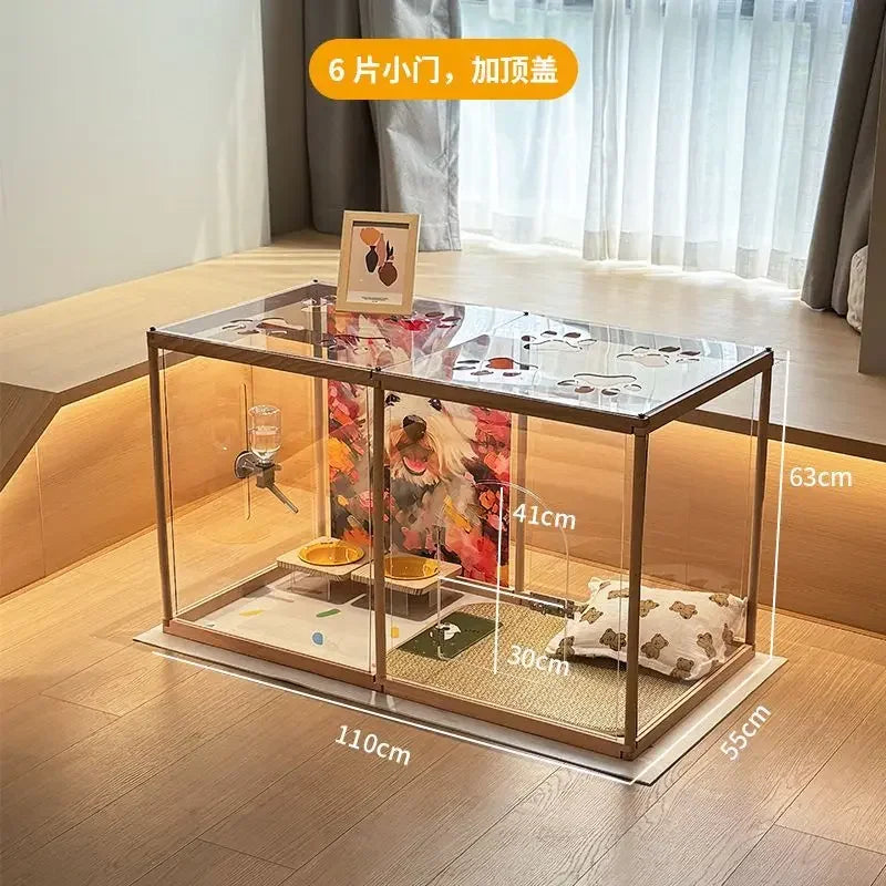 Afralia™ Pet Pen Dog Cage with Fence & Isolation Gate for Small & Medium Dogs