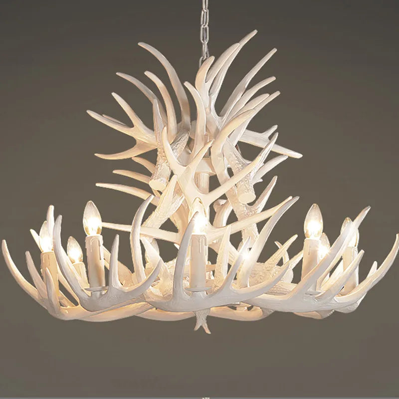 Afralia™ Antler Pendant Chandelier for Living Room Decor - 6 Arms Deer Horn Hanging Lamp