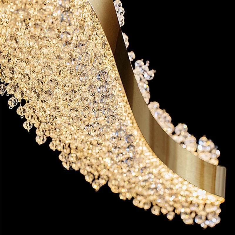 Afralia™ Crystal Tassel Pendant Chandeliers – Modern Luxury LED Lighting for Dining and Living Room