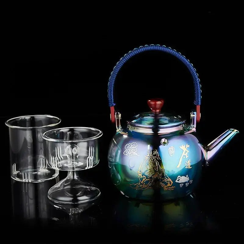 Afralia™ Colorful Enamel Glass Boiling Teapot - High Temp Resistant & Huan Colorful