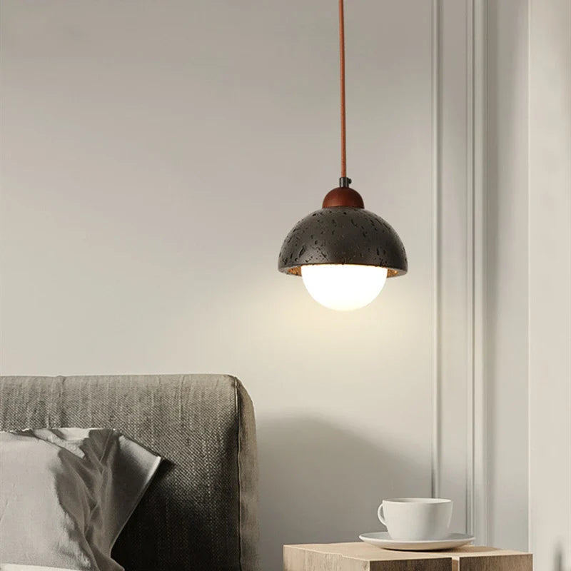 Afralia™ Black Travertine LED Pendant Lamp for Dining Living Room Bedroom and Cafe