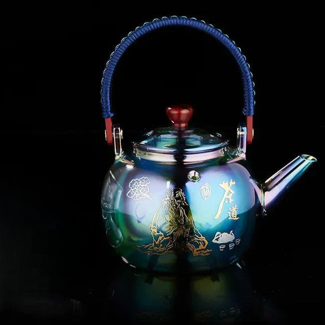 Afralia™ Colorful Enamel Glass Boiling Teapot - High Temp Resistant & Huan Colorful