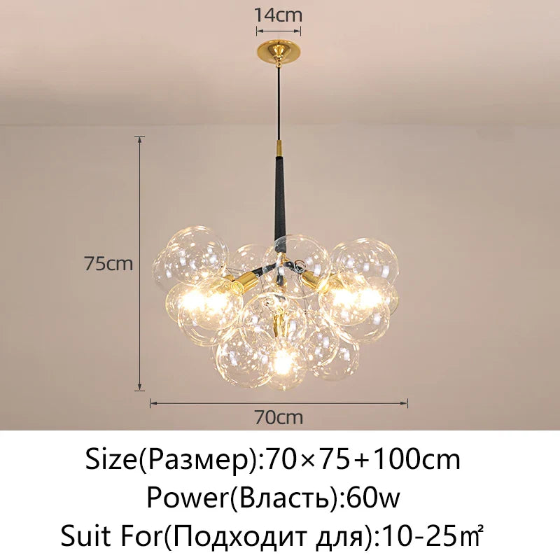 Nordic Glass Chandelier Ceiling Pendant Light by Afralia™. Luxe Home Decor Fixture for Living Room and Bedroom.