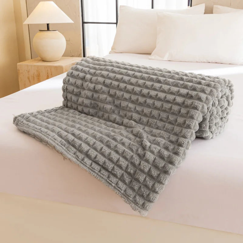 Afralia™ Nordic Flannel Checkered Blanket, Soft Queen King Size Sofa Decoration