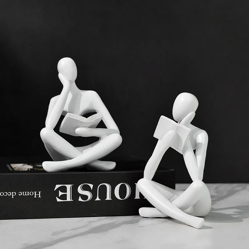 Afralia™ Resin Women Thinker Figurine: Modern Office Desk Bookshelf Decoration Sculpture