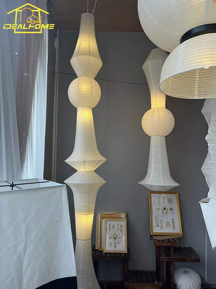 Afralia™ Wabi-sabi Rice Paper Pendant Lights LED E27 Home Decor Staircase Villa Study