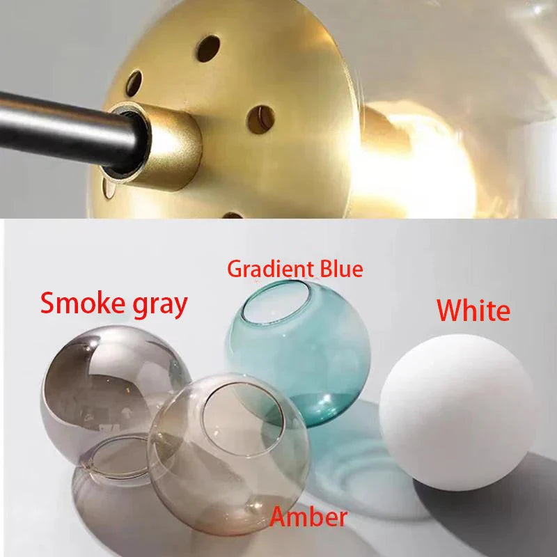 Afralia™ Nordic Glass Ball Chandelier Gold Black Ceiling Light for Modern Home Decor