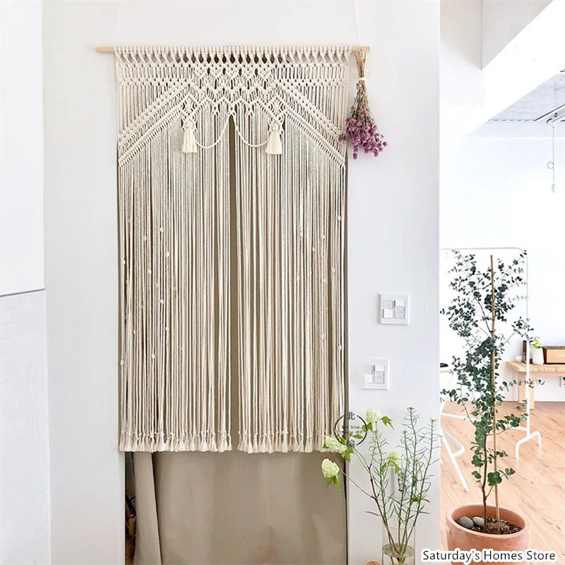 Afralia™ Boho Macrame Tassel Curtain Tapestry for Wedding Décor & Window Treatment