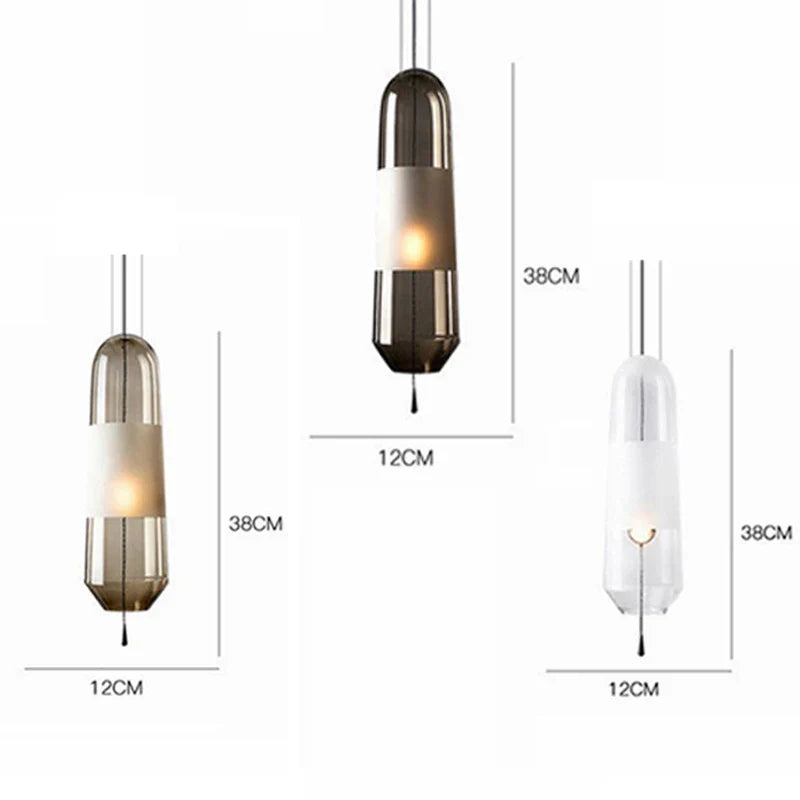 Afralia™ Glass Pendant Lights for Dining Room Bedroom, LED Industrial Hanging Lamp, Modern Home Decor