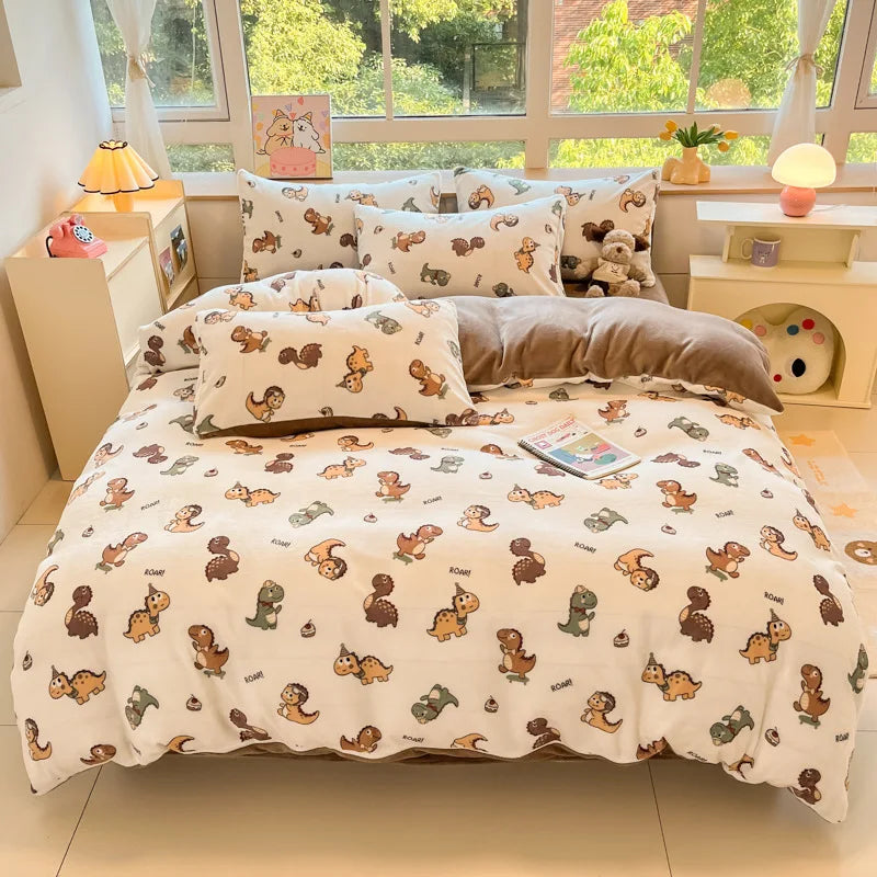 Afralia™ Soft Flannel Comforter Cover: Cute Pattern, Skin-Friendly for Warm, Cozy Sleep