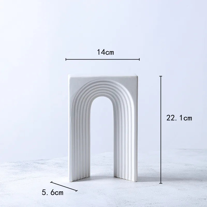 Afralia™ Geometric Ceramic Semicircular Arch Decor Figurines Home Decor Accessories