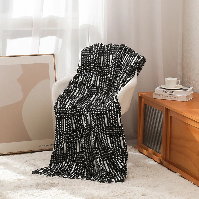 Afralia™ Nordic Retro Striped Knit Blanket: Cozy Sofa Cover for Autumn/Winter