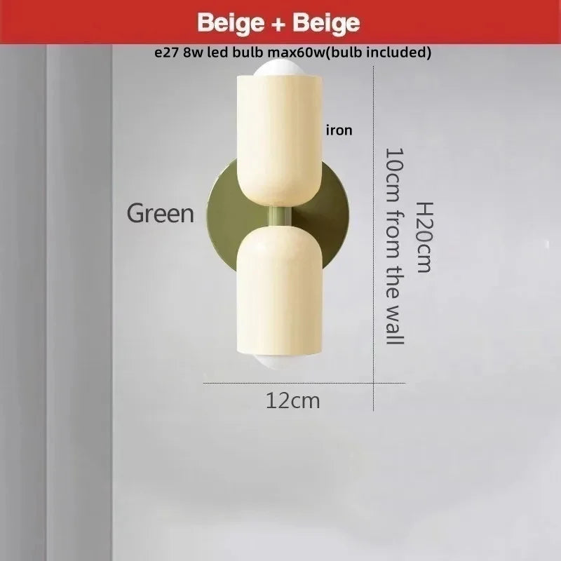 Afralia™ LED Wall Lights Colorful Iron Double Heads Modern Bedside Lamp