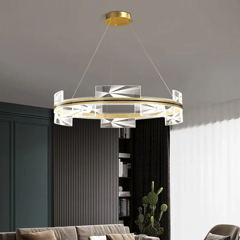 Afralia™ Gold LED Pendant Lights Living Room Dining Hall Kitchen Bar Decor Lighting