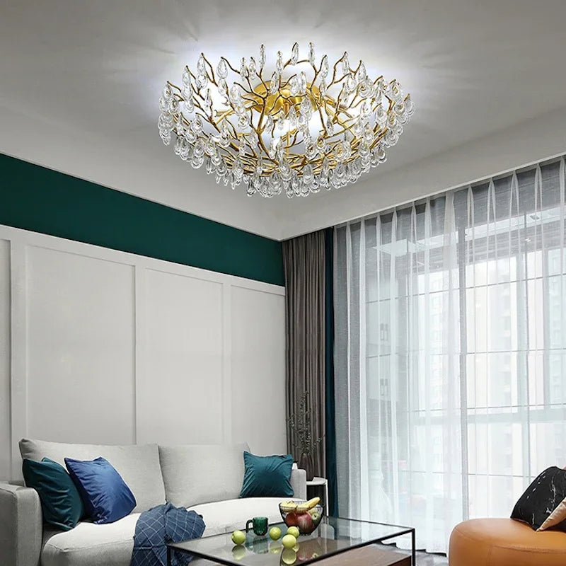 Afralia™ Modern LED Branch Chandelier for Living Room Bedroom Restaurant - Crystal Ceiling Lamp