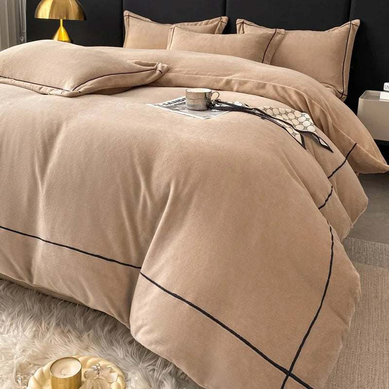 Afralia™ Winter Coral Velvet Bedding Set Double-sided Thick Warm Comforter Cover