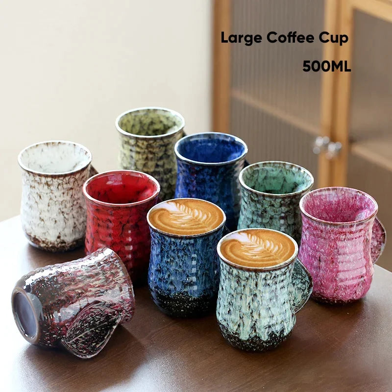 Afralia™ Ceramic Coffee Cup, Kiln Pottery, Cute Tea Cups, Kung Fu Teacup, 500ml