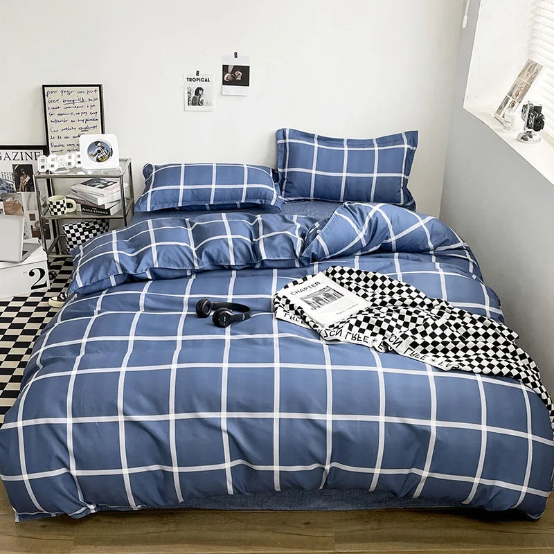 Afralia™ Soft Large Stripe Bedding Set: Brushed Duvet, Sheet, Pillowcases in Nordic Style