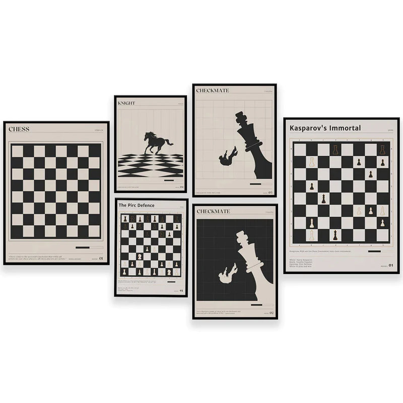 Afralia™ Mid-Century Chess Art Print - Vintage Gallery Wall Art for Chess Lovers