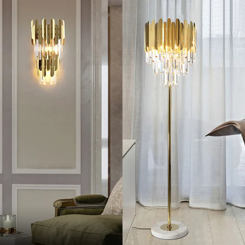 Afralia™ Gold Crystal LED Wall Lamp for Elegant Home Lighting