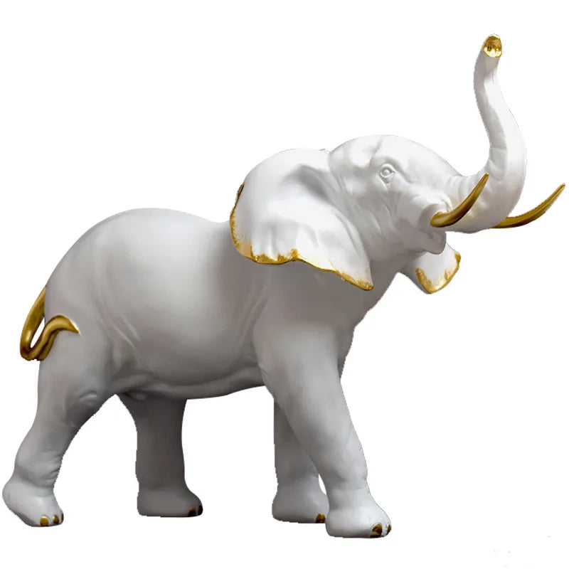 Afralia™ Elephant Resin Sculpture Ornaments for Modern Living Room Decor