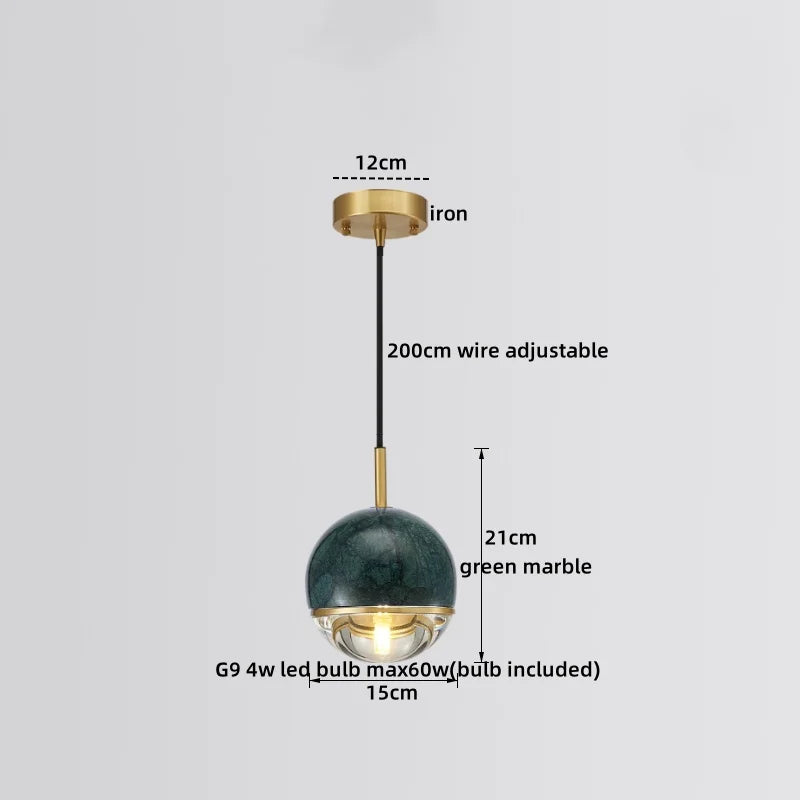 Afralia™ Marble Copper LED Pendant Lamp for Modern Living Room Decor