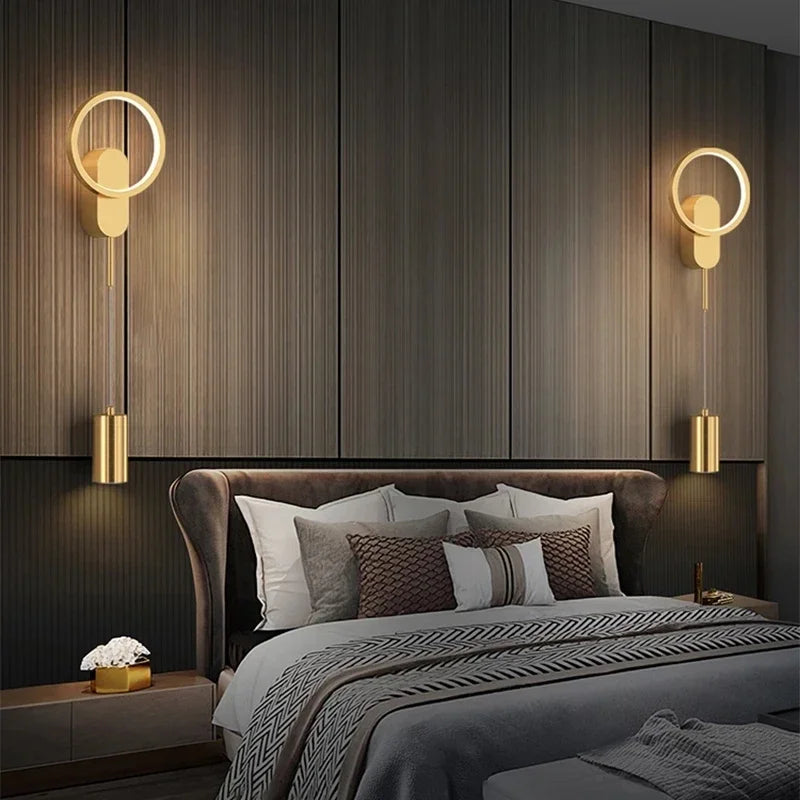 Afralia™ Modern Nordic LED Wall Sconce for Bedroom Decor - Black/Gold Wall Lamp