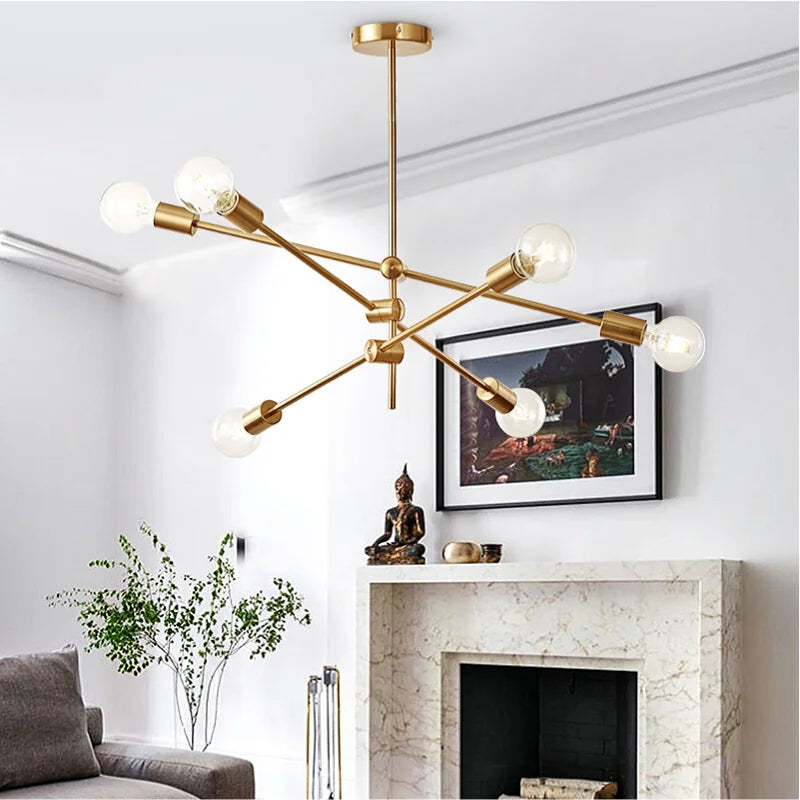 Afralia™ Molecular Brass Chandelier Lights for Living Dining Bedroom- European Pop Style