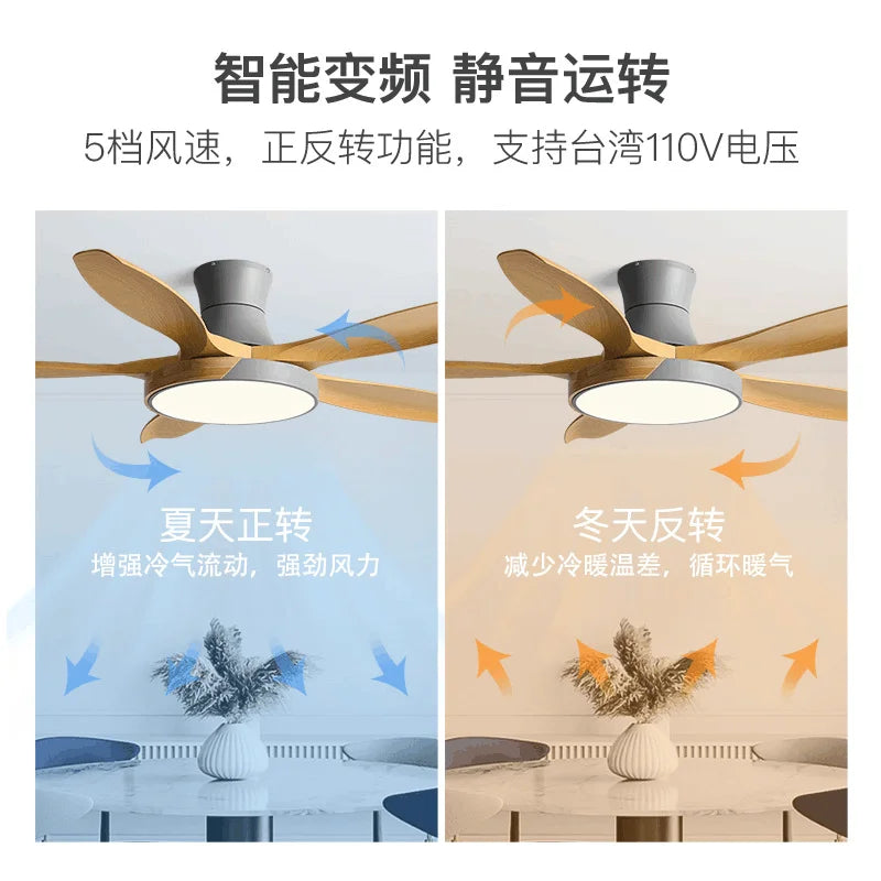 Afralia™ Wood Ceiling Fans with LED Light & Remote Control - Living Bedroom Décor Essential