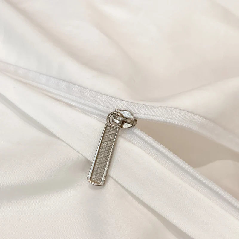 Afralia™ Luxury Hotel Bedding Set | Cotton | Queen King Size | Embroidered Solid Color