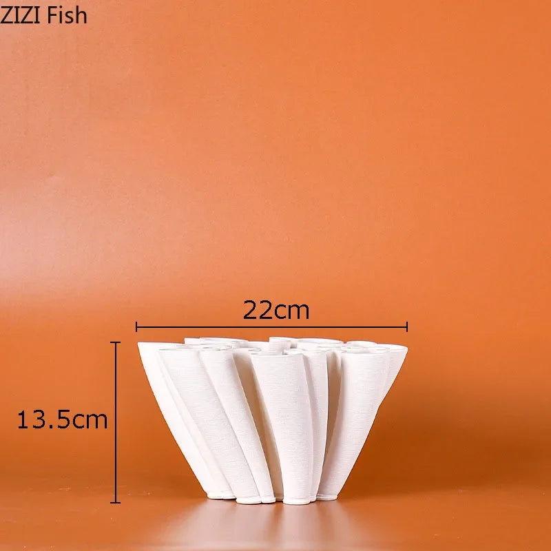 Afralia™ Ceramic Vase Plant Pots White Porcelain Floral Desk Decor Crafts Flower Pots