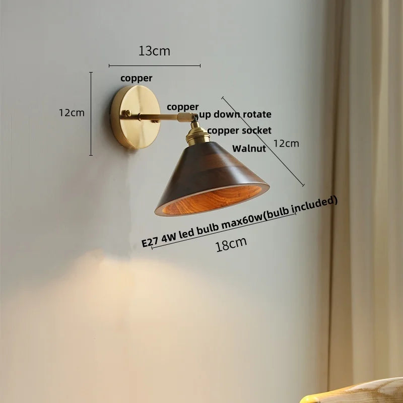 Afralia™ LED Wall Lamp Walnut Wood Stair Light Fixture