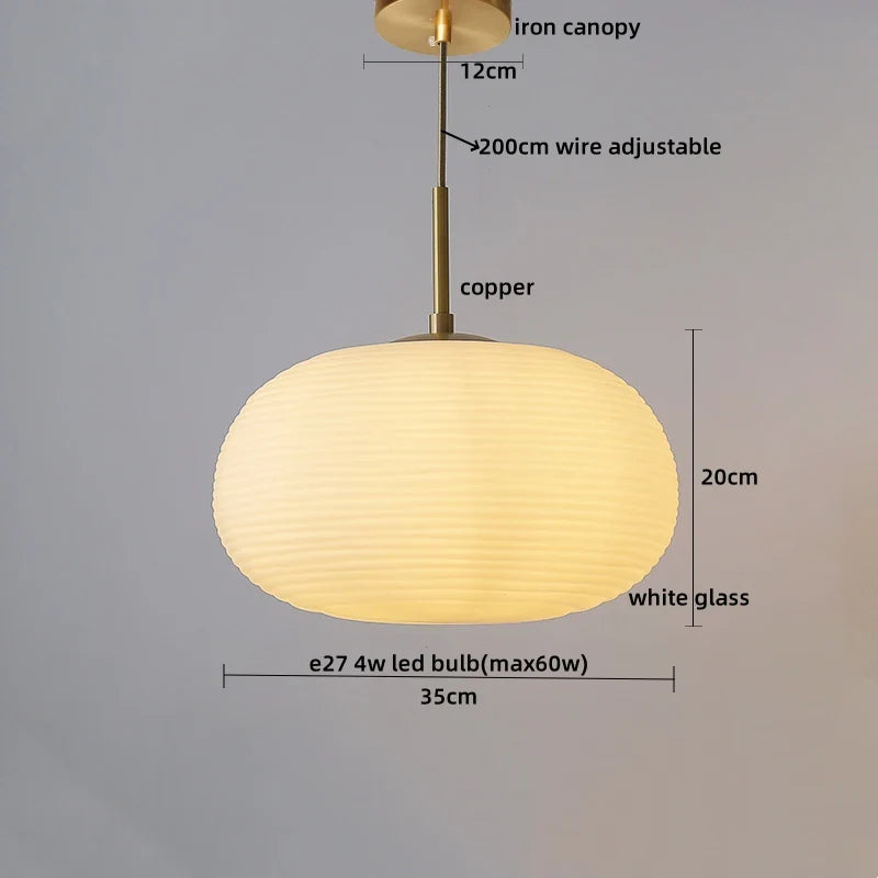 Afralia™ Glass Copper LED Pendant Chandelier for Bedroom Dining Living Room