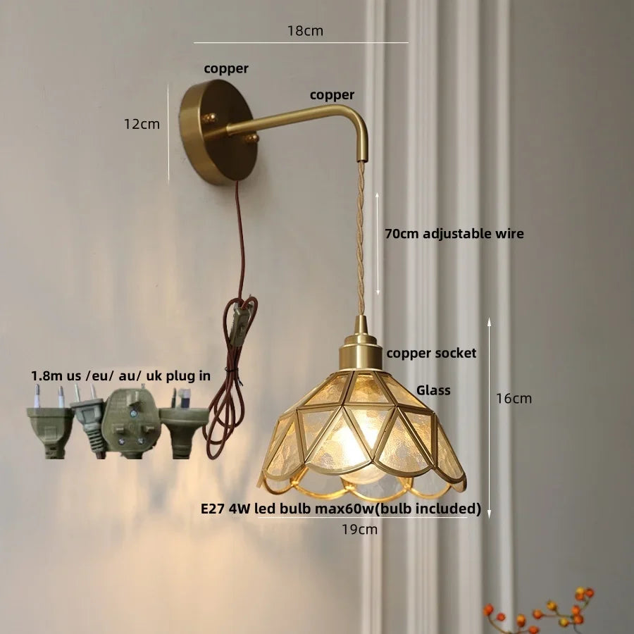 Afralia™ Tiffany Style Handcrafted Glass LED Wall Sconce Hallway Bedside Lamp