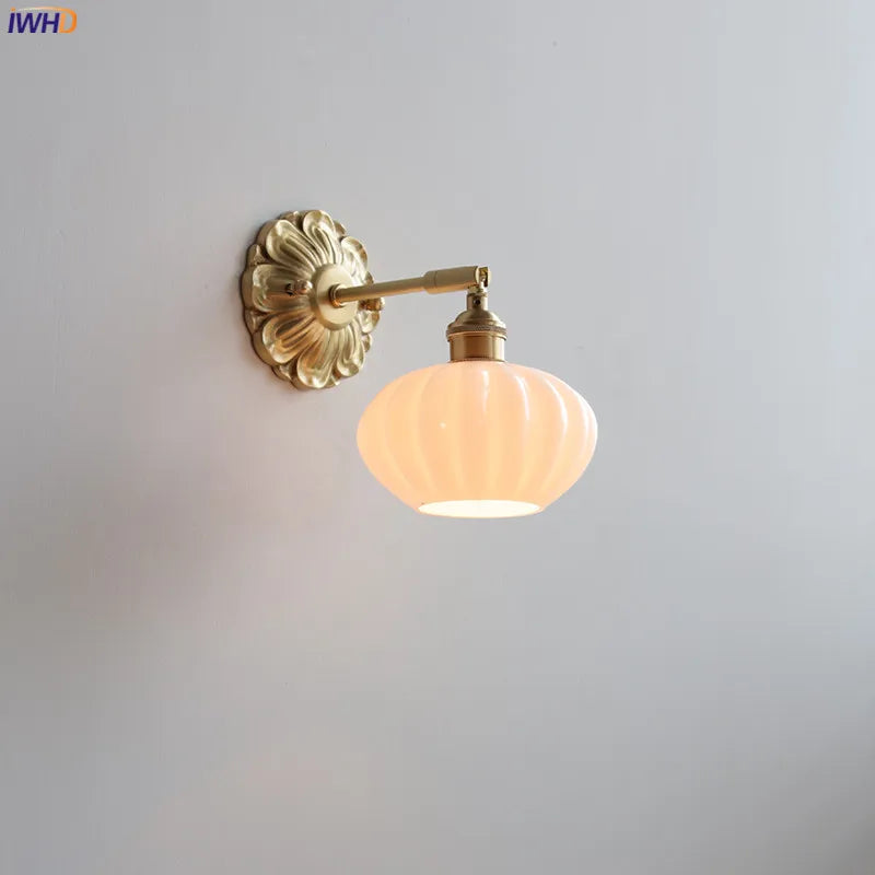 Afralia™ Nordic Glass LED Wall Sconce for Home Indoor Lighting - Modern Copper Wall Lamp