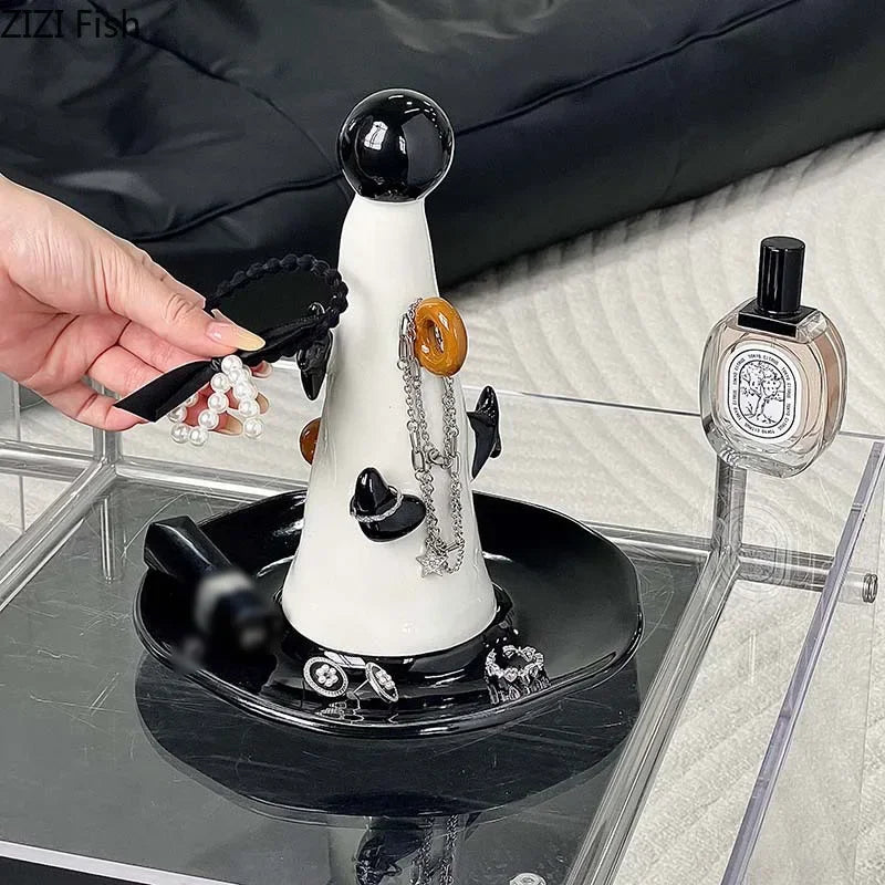 "Afralia™ Magician Hat Jewelry Display Stand Decorative Shelves Earrings Necklace Holder"