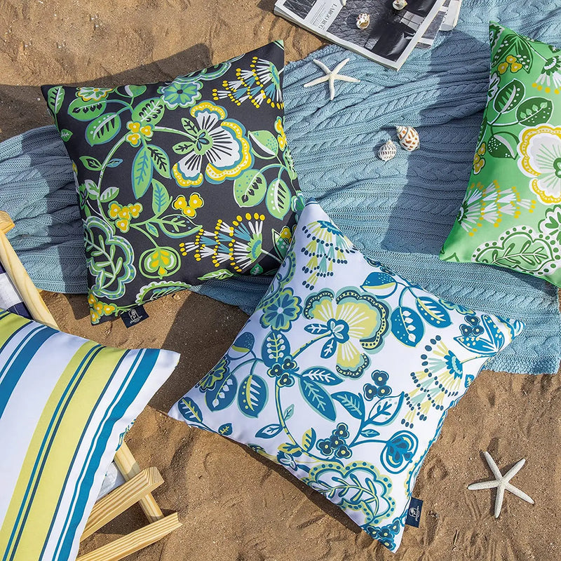 Afralia™ Outdoor Garden Cushion Cover 2-Pack: Waterproof & Stain Resistant Floral Terrace Print