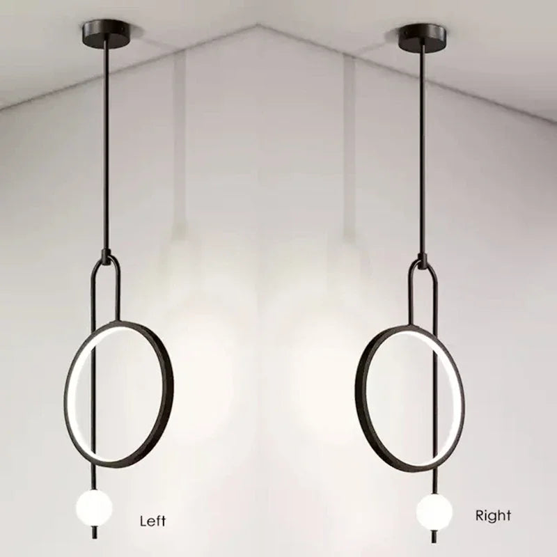 Afralia™ Modern Glass Ball Gold Ring Pendant Light LED Hanging Lamp Minimalist Ceiling Chandelier