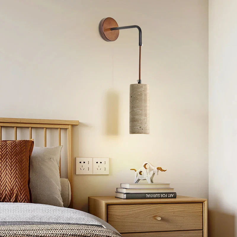 Afralia™ Yellow Travertine LED Wall Lamp Sconce Adjustable Stair Light Fixtures