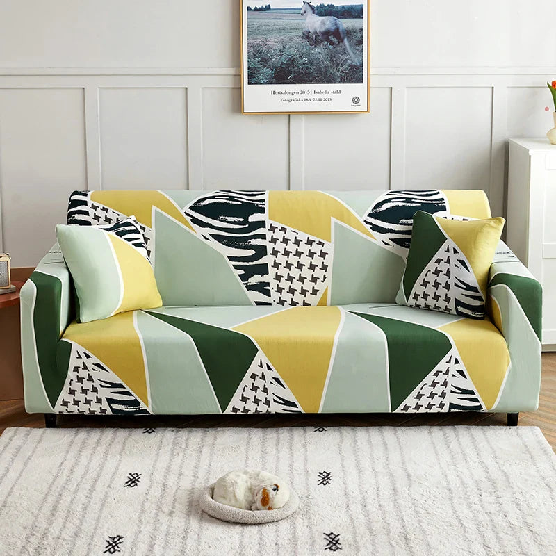 Afralia™ Printed Stretch Sofa Cover Slipcover for 3 Seater Couch Home Protector