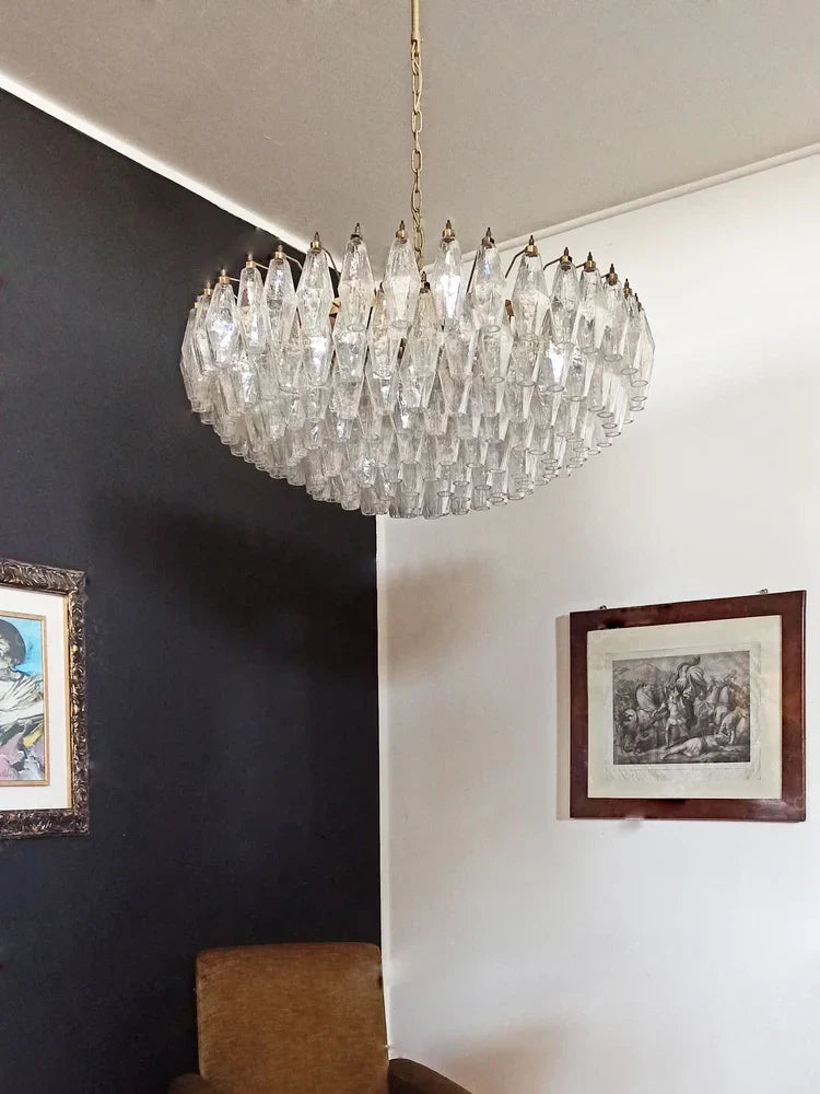 Afralia™ Amber Glass Ceiling Chandelier - Vintage Luxury Round Classic Hanging Lamp