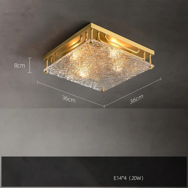 Afralia™ Gold Water Ripple Glass Ceiling Lamp for Bedroom Kitchen Home Decor