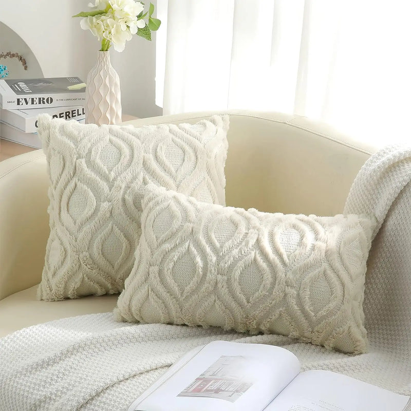 Afralia™ Soft Plush Beige Cushion Cover - 45x45cm Home Decor Pillow for Sofa