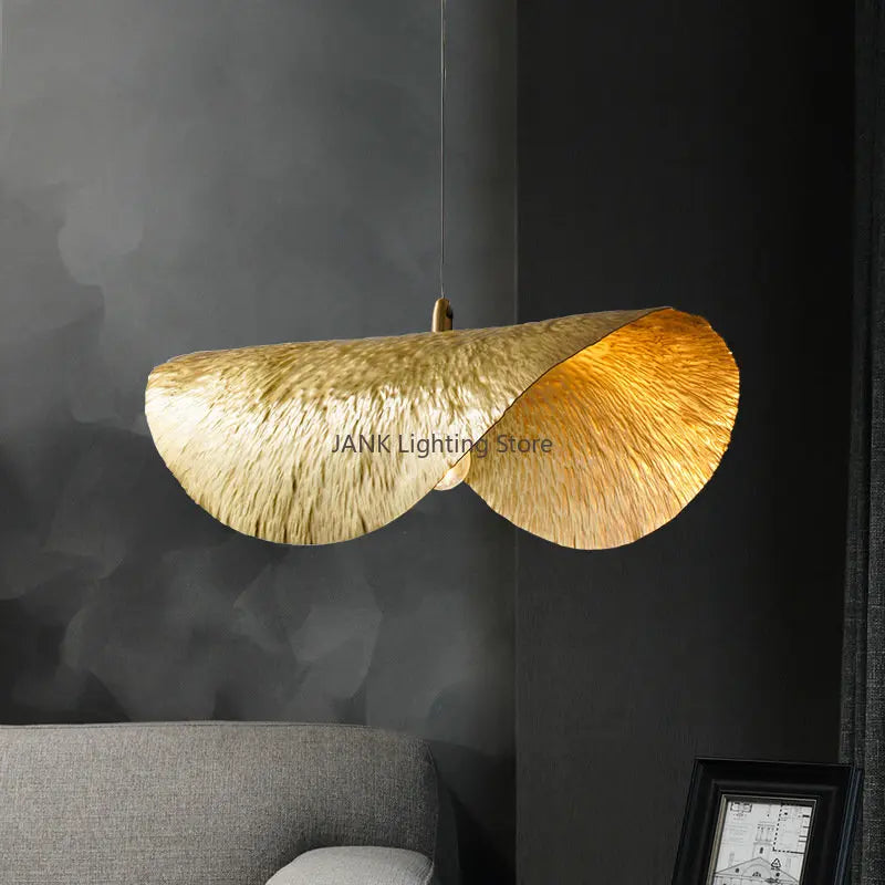 Afralia™ Lotus Leaf Hat Pendant Lamp: Elegant Copper Design for Living Room, Restaurant, Bar.