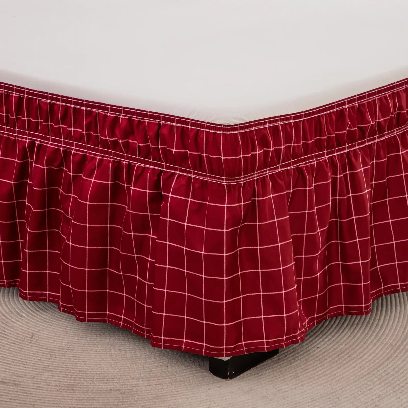 Afralia™ Elastic Band Diamond Lattice Ruffled Bed Skirt for Queen Size Mattress