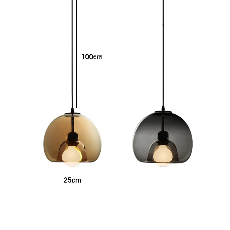 Afralia™ Modern Minimalist Glass Pendant Lamp for Restaurants - Round Ball Hanging Light