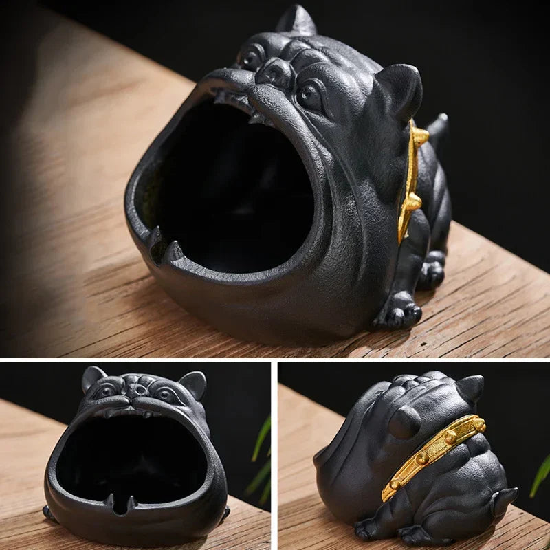 Afralia™ Bulldog Ceramic Ashtray | Desktop Smoking Accessory | Portable Weed Ash Tray
