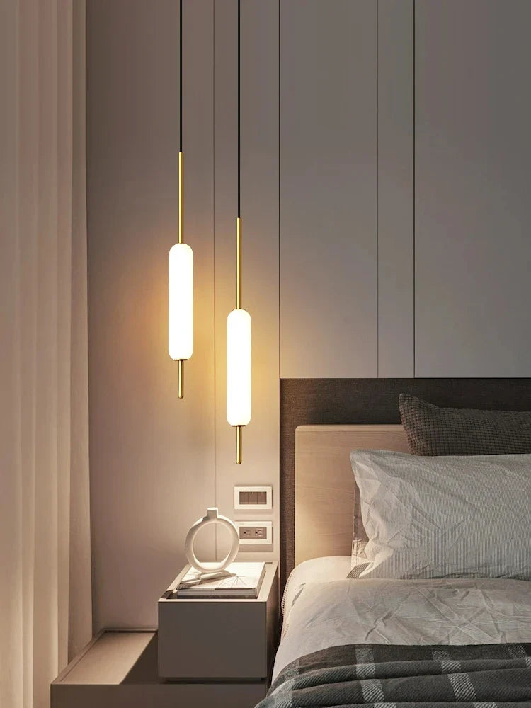 Afralia™ Modern Nordic Glass Pendant Lights for Bedroom, Dining Room, Bar - Double Head Metal Design