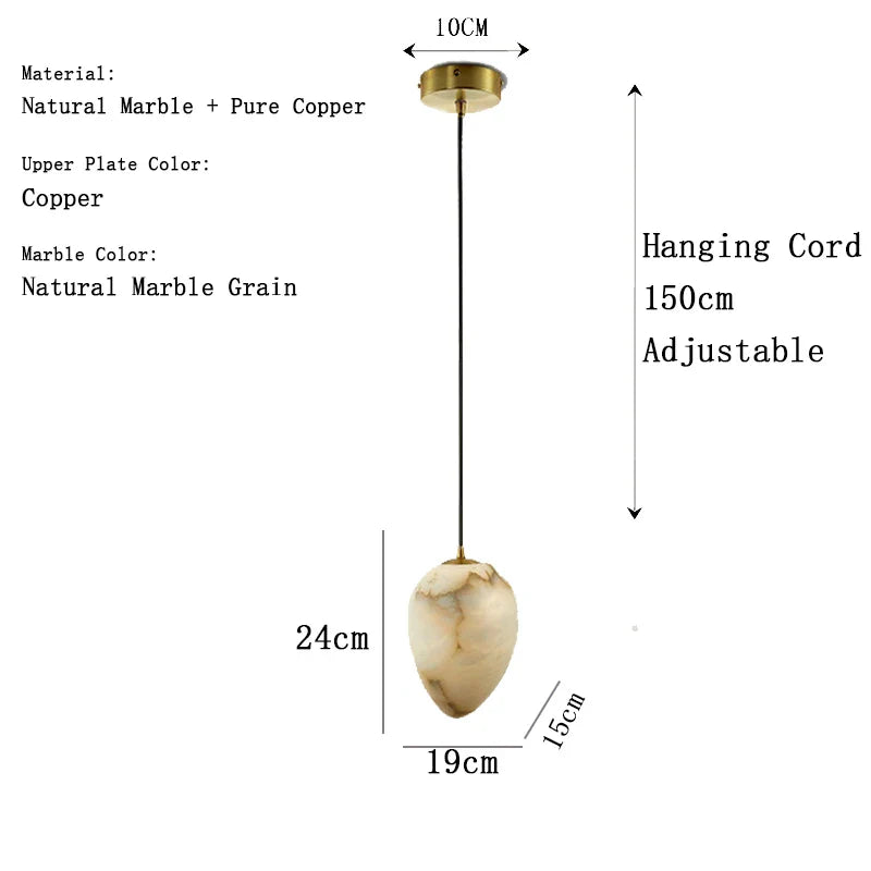 Afralia™ Alabaster Marble Pendant Light LED Chandelier for Modern High-End Spanish Decor